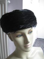 Vintage dameshoed jaren '40/'50 zwart met veren, Antiek en Kunst, Ophalen of Verzenden, Dames