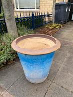 Blauwe bloempot voor buiten., Tuin en Terras, Bloempotten, Ophalen, Rond, Aardewerk, Minder dan 40 cm