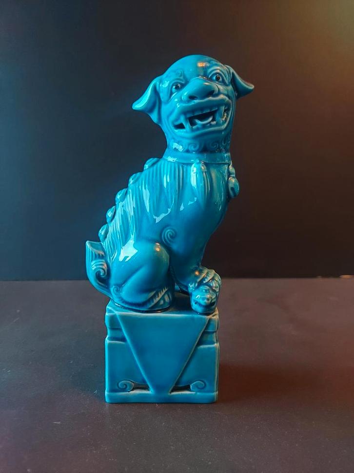Turquoise Foo Dog – Chinees tempelwachter beeldje, Antiek en Kunst, Antiek | Keramiek en Aardewerk, Ophalen of Verzenden