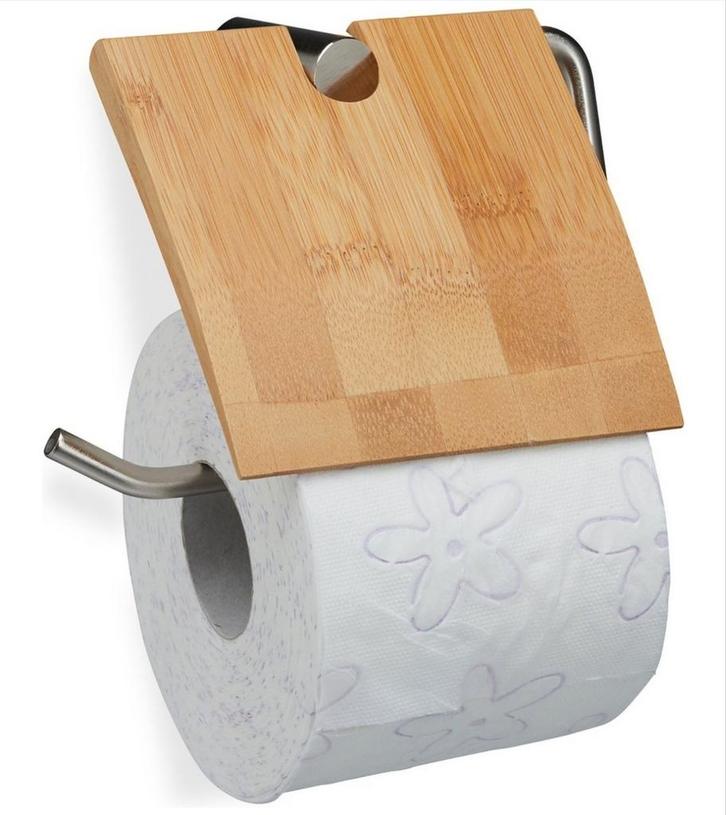 toiletrolhouder - bamboe/metaal - wandmontage, Huis en Inrichting, Badkamer | Badtextiel en Accessoires, Nieuw, Overige typen