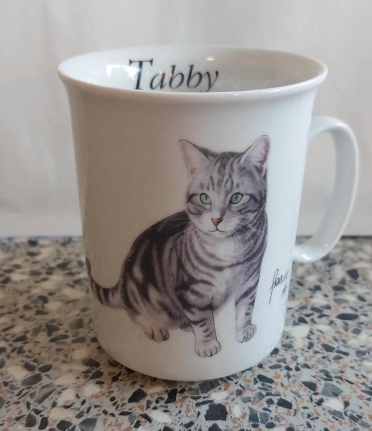 Francien katten 1 beker mok Tabby met oor, Huis en Inrichting, Keuken | Servies, Zo goed als nieuw, Kop(pen) en/of Schotel(s)