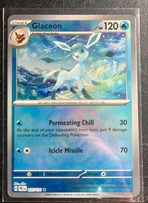 Pokémon Glaceon 025/131 masterball prismatic evolutions mint, Tickets en Kaartjes, Beurzen, Eén persoon