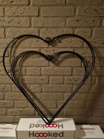 Metalen Harten 6 stuks – Macramé Frame Decoratie - Zwart beschikbaar voor biedingen