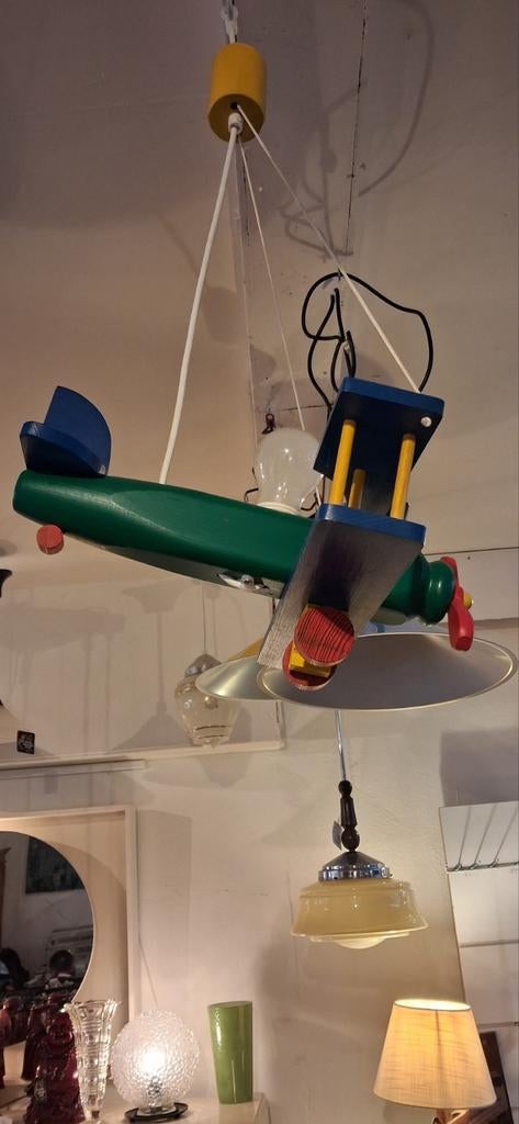 Vintage Houten Vliegtuig Lamp, Gebruikt, Ophalen of Verzenden, Onbekend, Onbekend