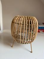 Houten kandelaar met glazen houder, Beige, Ophalen of Verzenden, Zo goed als nieuw, Hout