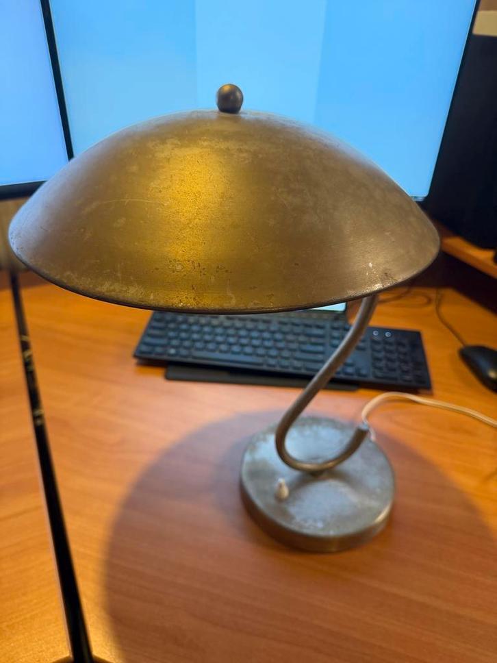 Vintage metalen bureaulamp – mushroom model – jaren 50/60, Huis en Inrichting, Lampen | Tafellampen, Gebruikt, Minder dan 50 cm