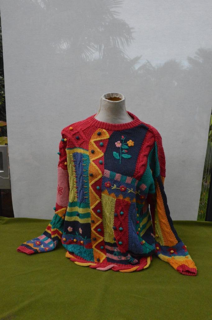 Vintage kleurrijke La Pagayo trui uit jaren 90/ Nineties L, Kleding | Dames, Truien en Vesten, Gedragen, Maat 42/44 (L), Ophalen of Verzenden