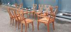 8 Grenen eetkamerstoelen Jugendstil Art Nouveau  Oregonpine, Riet of Rotan, Gebruikt, Overige kleuren, Ophalen of Verzenden