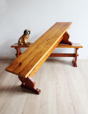 Houten vintage banken, Brutalist stijl. Klooster/keuken bank beschikbaar voor biedingen
