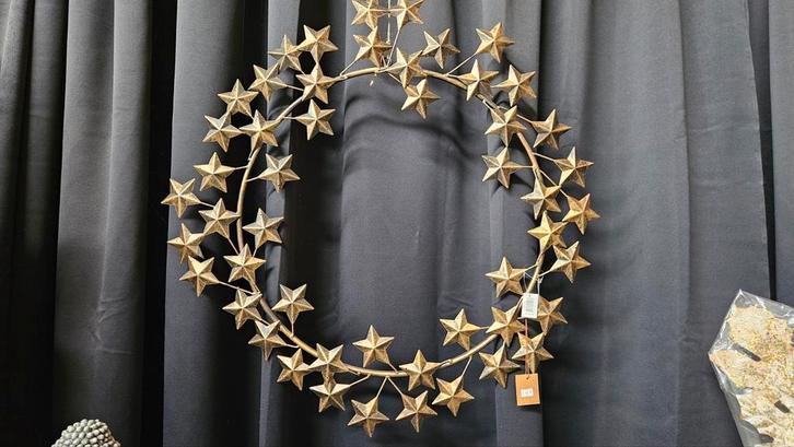 Sterrenkrans Wanddecoratie Goudkleurig, Huis en Inrichting, Woonaccessoires | Wanddecoraties, Nieuw, Ophalen of Verzenden