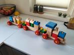 Houten Trein met Blokken - Educatief Speelgoed, Ophalen of Verzenden, Zo goed als nieuw, Duw- of Trekspeelgoed