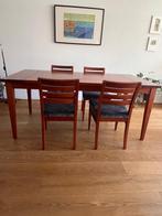 Eettafel, stoelen, Huis en Inrichting, Tafels | Eettafels, Ophalen, Gebruikt, 50 tot 100 cm, Vijf personen of meer