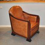 Prachtige schapenleren fauteuil in Art Deco stijl, Nieuw, Ophalen of Verzenden, 50 tot 75 cm, Leer
