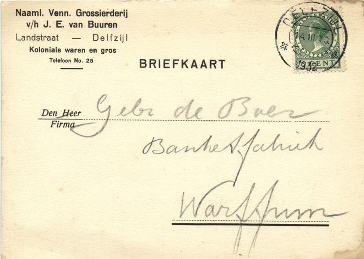 vh J.E. van Buuren, Delfzijl - 03.1932 - briefkaart, Postzegels en Munten, Brieven en Enveloppen | Nederland, Envelop, Ophalen of Verzenden