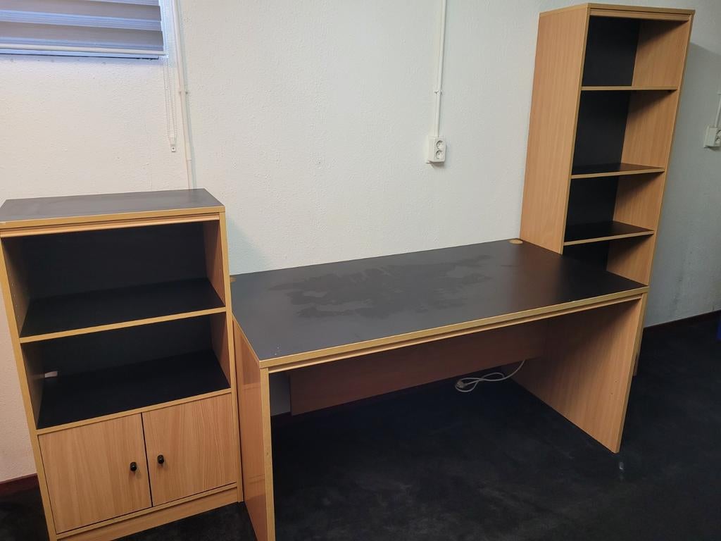 Kantoor/tienerkamer set, buro en kasten, Huis en Inrichting, Bureaus, Ophalen, Gebruikt, Bureau