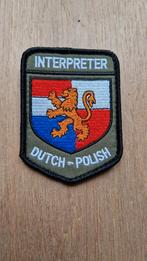 Patch Interpreter Nederlands- Pools Mouwembleem, Verzamelen, Militaria | Algemeen, Ophalen of Verzenden, Landmacht, Nederland