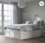 Onderdelen Ikea Brimnes bed 140 x 200 cm, Huis en Inrichting, Slaapkamer | Bedden, Wit, Tweepersoons, Zo goed als nieuw, Hout