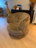 Velvet beige/zand fauteuil zgan, Huis en Inrichting, Fauteuils, Ophalen, 75 tot 100 cm, Zo goed als nieuw, Stof