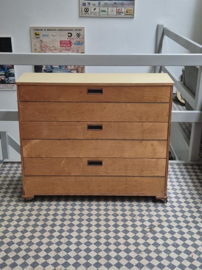 Vintage oude school kast, vakkenkast, Ophalen, Gebruikt