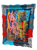 Tonnie Voorn schilderij abstracte compositie, Ophalen of Verzenden