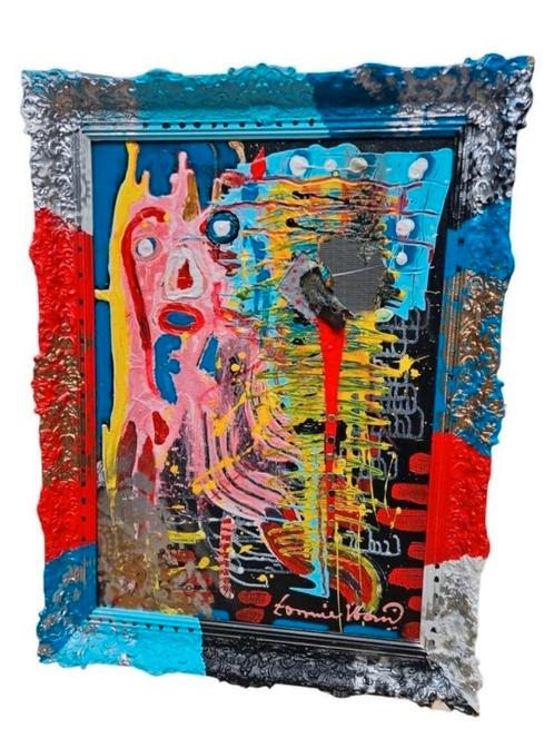 Tonnie Voorn schilderij abstracte compositie, Antiek en Kunst, Kunst | Schilderijen | Abstract, Ophalen of Verzenden