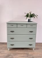 Brocante ladekast in mooie kleur, Huis en Inrichting, Kasten | Ladekasten, Ophalen, Gebruikt, 5 laden of meer, 50 tot 100 cm