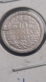 Zilveren dubbeltje 1916 Wilhelmina., Postzegels en Munten, Munten | Nederland, Zilver, Ophalen of Verzenden, 10 cent, Koningin Wilhelmina