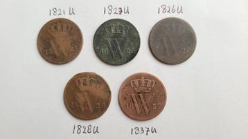Willem I centen | 1 cent 1822-1823-1826-1828-1837 beschikbaar voor biedingen
