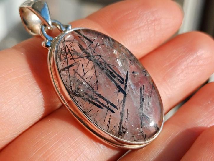 Vanoli 925 zilveren kettinghanger met toermalijn kwarts, Sieraden, Tassen en Uiterlijk, Kettinghangers, Nieuw, Zilver, Grijs, Overige voorstellingen