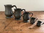 Mooie serie van 5 antieke tinnen pinten, Antiek en Kunst, Antiek | Tin, Ophalen