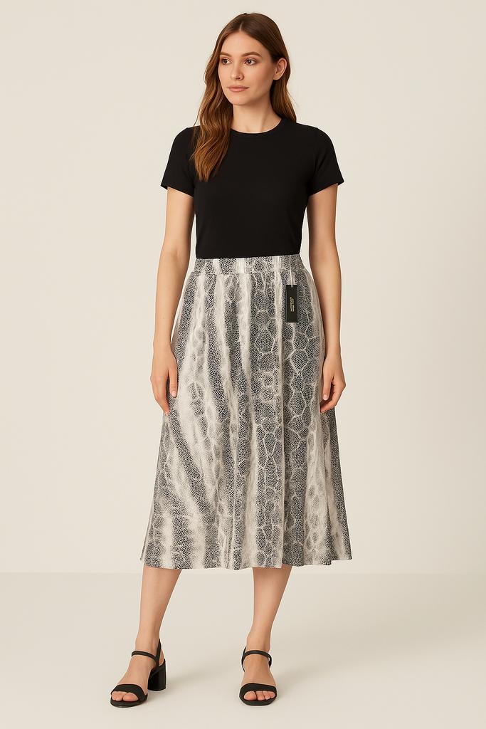 Lange Rok BPC Bonprix Collection Premium Snake Slangen print, Kleding | Dames, Rokken, Nieuw, Maat 38/40 (M), Grijs, Onder de knie
