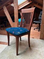 Houten Eetkamerstoelen met Blauwe Bekleding, Ophalen, Gebruikt, Blauw, Eén