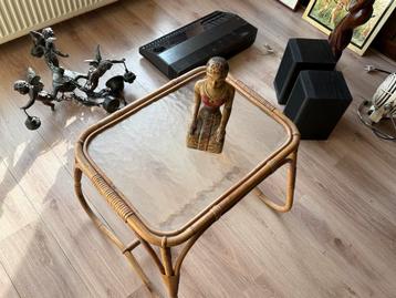Vintage Rotan Bijzettafel - Rohe - Jaren 50 beschikbaar voor biedingen
