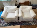 2 IKEA fauteuils in wit/lichtbeige (arcmchairs), 104x85x75cm, Ophalen, Zo goed als nieuw, Stof
