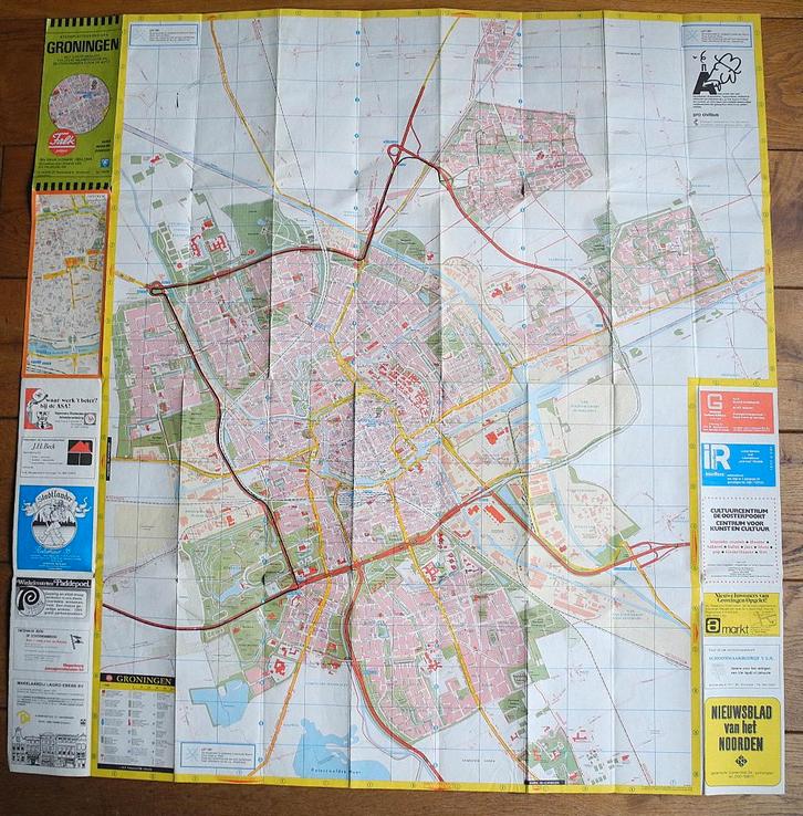 Plattegrond Groningen Hoogkerk en Haren 1983-1984, Boeken, Atlassen en Landkaarten, Gelezen, Overige typen, Nederland, 1800 tot 2000