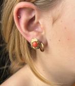 Bloedkoraal vintage fraaie 14k gouden oorbellen dames, Sieraden, Tassen en Uiterlijk, Antieke sieraden, Ophalen of Verzenden, Goud