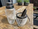 Antieke cocktail shaker zilver en craquele glas, Antiek en Kunst, Ophalen of Verzenden
