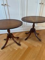 Antieke Began Funnell Bijzettafeltjes Mahonie Leer, Ophalen