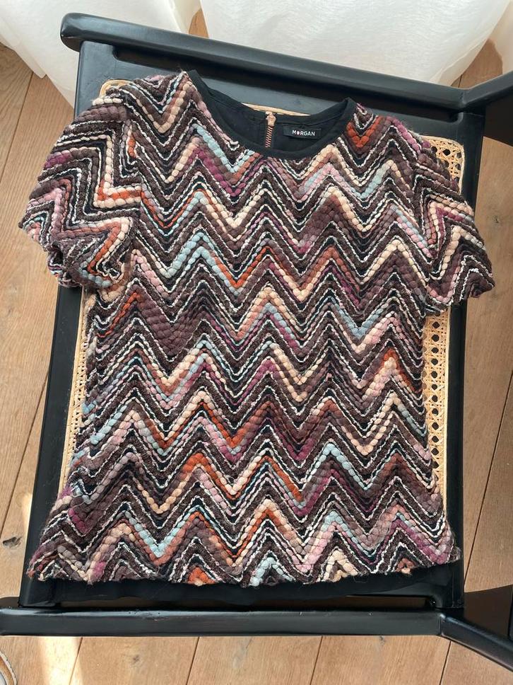 Mooie Trui met Zigzag Patroon, Kleding | Dames, T-shirts, Zo goed als nieuw, Maat 36 (S), Bruin, Korte mouw, Ophalen of Verzenden