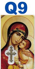 Q9 - Kaartje met kruisje Maria en kindje Jezus, Ophalen of Verzenden, Zo goed als nieuw, Kaart of Prent