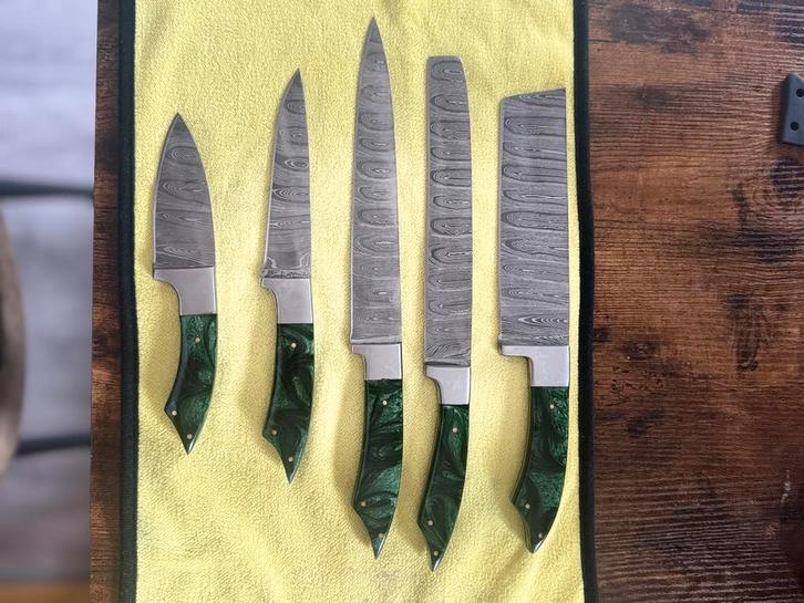 Handgemaakte Damascus Koksmessen Set, Huis en Inrichting, Keuken | Bestek, Nieuw, Bestekset, Overige materialen, Ophalen of Verzenden