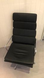 Relax stoel met hocker Zwart Skai zilver kleur, Huis en Inrichting, Stoelen, Zwart, Leer, Ophalen of Verzenden, Zo goed als nieuw
