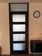Zwarte binnendeur met mat glas, Gebruikt, 80 tot 100 cm, Binnendeur, Ophalen of Verzenden