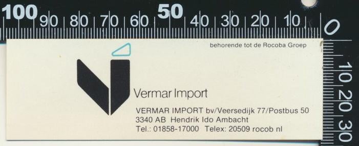 Sticker: Vermar Import - Hendrik Ido Ambacht, Ophalen of Verzenden, Zo goed als nieuw, Bedrijf of Vereniging