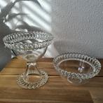 Set van 2 glazen schaaltje op voet en kommetje, Ophalen of Verzenden, Overige stijlen, Glas, Schaal of Schalen