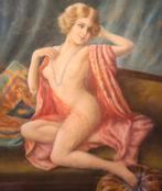 Mooi zittend Art Deco naakt in pastel
