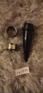 Oor taper + tunnels 14 mm, Ophalen of Verzenden, Gebruikt, Zwart, Overige materialen
