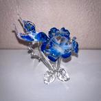 Glazen vogel en bloem, Verzamelen, Beelden en Beeldjes, Ophalen, Zo goed als nieuw, Dier