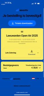 Ticket leeuwarden open air 12 juli zaterdag, Tickets en Kaartjes, Evenementen en Festivals, Eén persoon