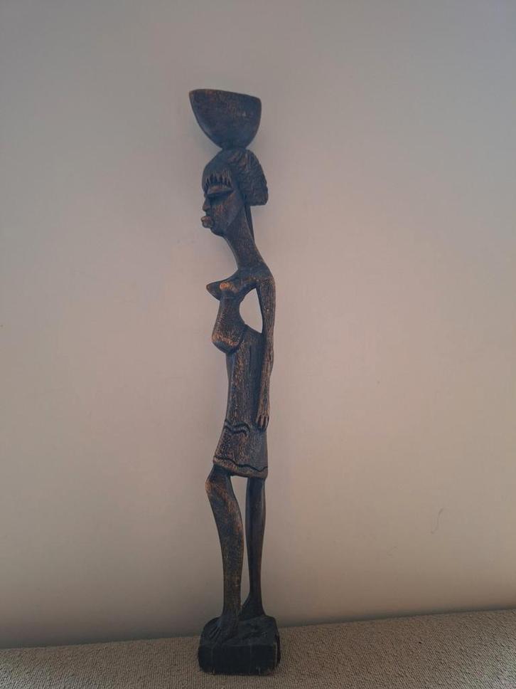 Houten Afrikaanse Vrouw - Handgesneden, Antiek en Kunst, Kunst | Niet-Westerse kunst, Ophalen of Verzenden
